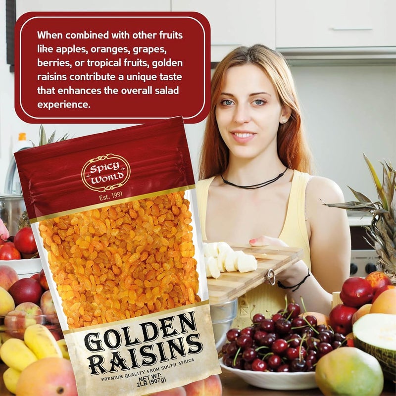 Spicy World Golden Raisins 2 LB Bag - Image 3